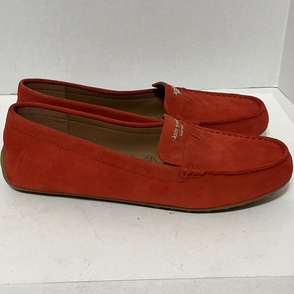 Kate Spade Leather Suede Deck Driver Loafers Womens 10 Coral Slip-On Shoes - Picture 9 of 10